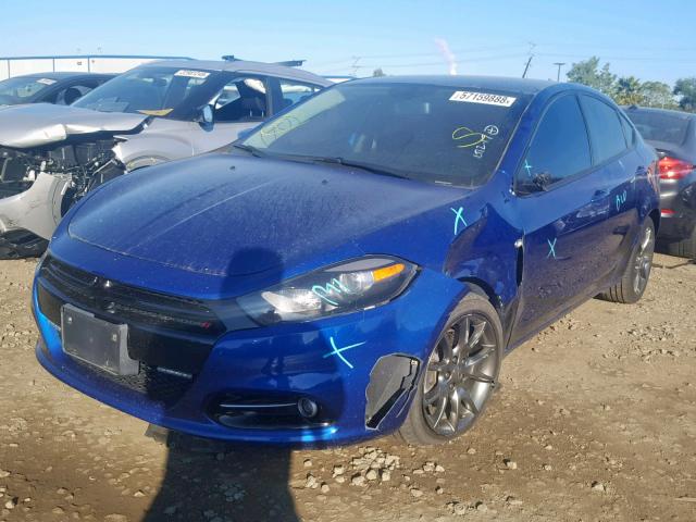 1C3CDFBH2DD343838 - 2013 DODGE DART SXT BLUE photo 2