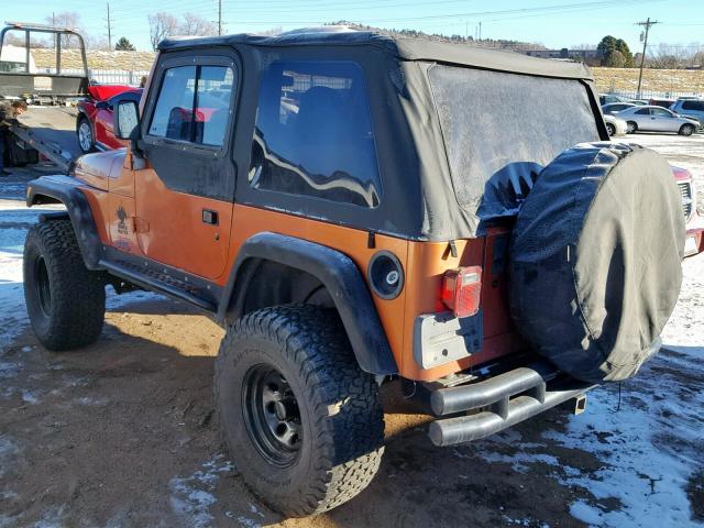 1J4FA29P62P717431 - 2002 JEEP WRANGLER / ORANGE photo 3