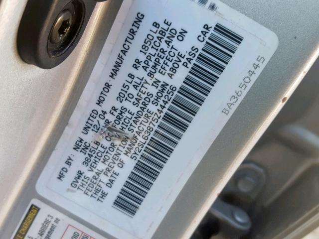 5Y2SL63875Z444256 - 2005 PONTIAC VIBE SILVER photo 10