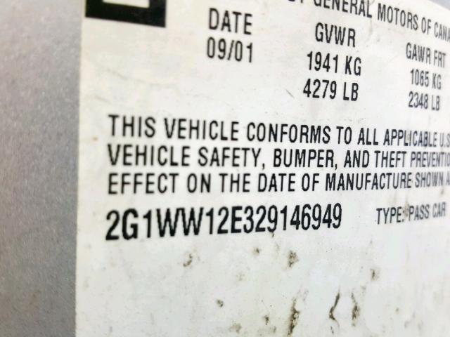 2G1WW12E329146949 - 2002 CHEVROLET MONTE CARL 银色 照片 10