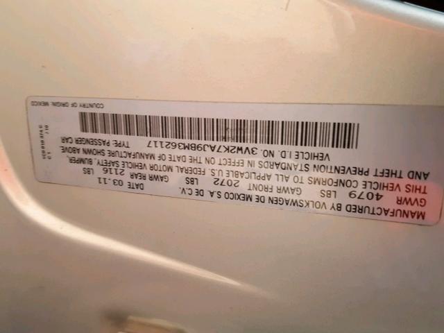 3VW2K7AJ9BM362117 - 2011 VOLKSWAGEN JETTA BASE Արծաթագույն լուսանկար 10