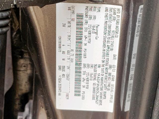 1FADP3N26DL284527 - 2013 FORD FOCUS TITA GRAY photo 10