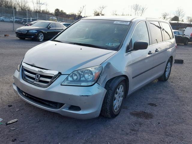 5FNRL38297B012245 - 2007 HONDA ODYSSEY LX SILVER photo 2