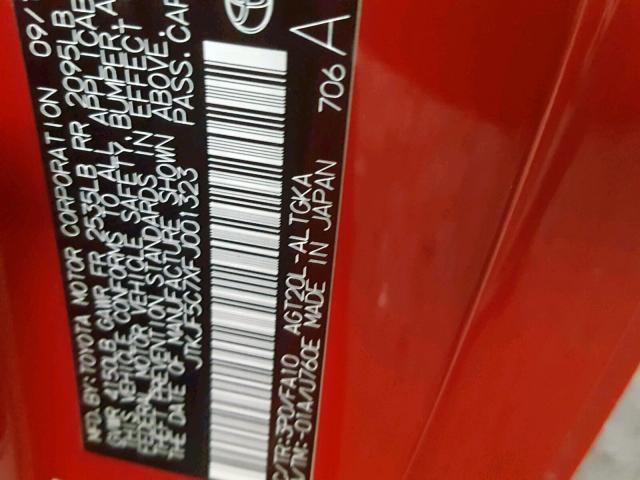 JTKJF5C7XFJ001323 - 2015 TOYOTA SCION TC RED photo 10