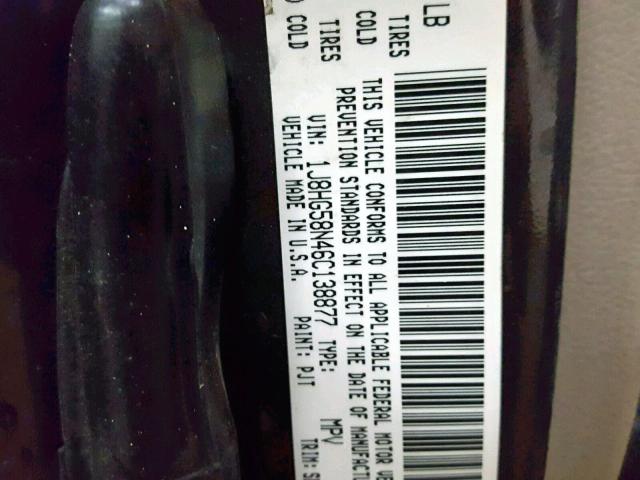 1J8HG58N46C138877 - 2006 JEEP COMMANDER GRAY photo 10