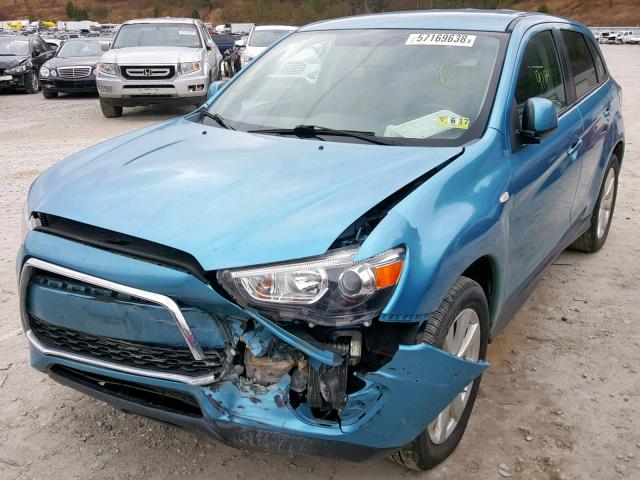 4A4AP3AU3EE005750 - 2014 MITSUBISHI OUTLANDER BLUE photo 2