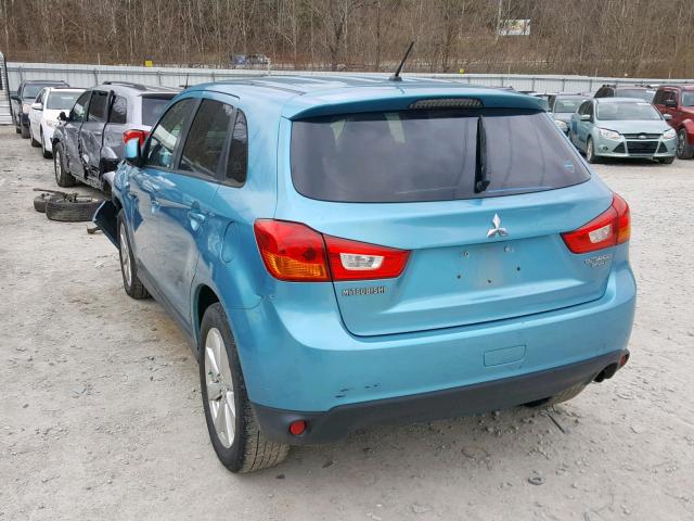 4A4AP3AU3EE005750 - 2014 MITSUBISHI OUTLANDER BLUE photo 3