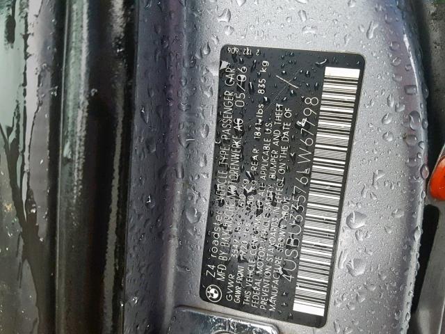 4USBU33576LW67798 - 2006 BMW Z4 3.0 GRAY photo 10