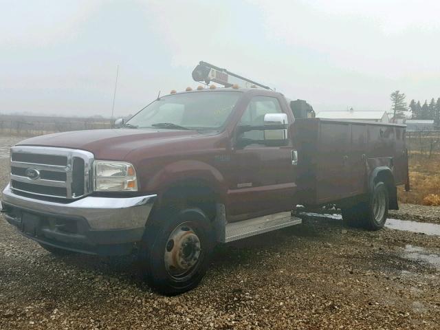 1FDXF46P24EC24254 - 2004 FORD F450 SUPER BURGUNDY photo 2