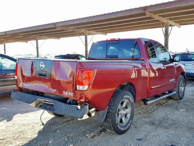 1N6AA06B65N521922 - 2005 NISSAN TITAN XE MAROON photo 4