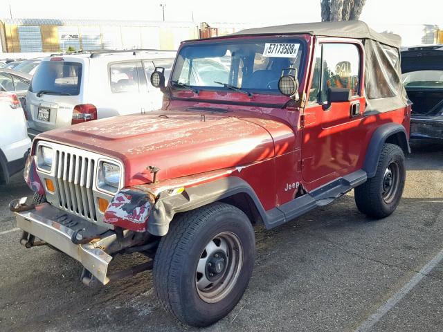 2J4FY29S3NJ548129 - 1992 JEEP WRANGLER / BURGUNDY photo 2