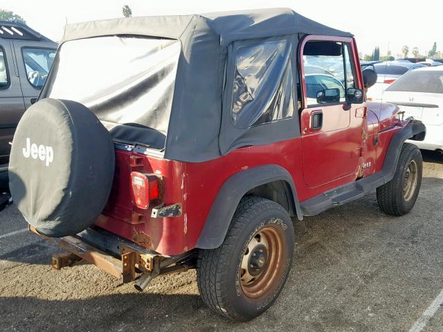 2J4FY29S3NJ548129 - 1992 JEEP WRANGLER / BURGUNDY photo 4