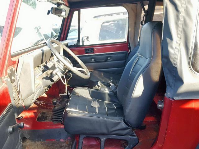 2J4FY29S3NJ548129 - 1992 JEEP WRANGLER / BURGUNDY photo 5