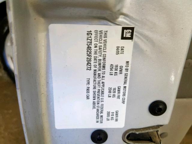 1G1ZT54825F284272 - 2005 CHEVROLET MALIBU LS SILVER photo 10