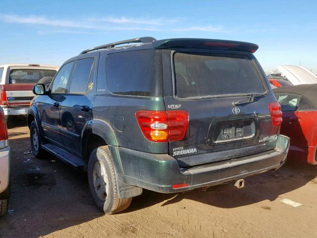 5TDBT48AX2S087538 - 2002 TOYOTA SEQUOIA LI GREEN photo 3