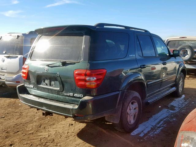 5TDBT48AX2S087538 - 2002 TOYOTA SEQUOIA LI GREEN photo 4