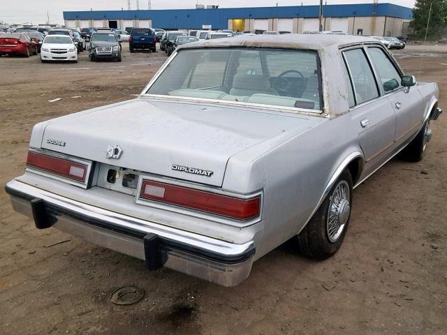 1B3BG56P3FX550963 - 1985 DODGE DIPLOMAT S SILVER photo 4