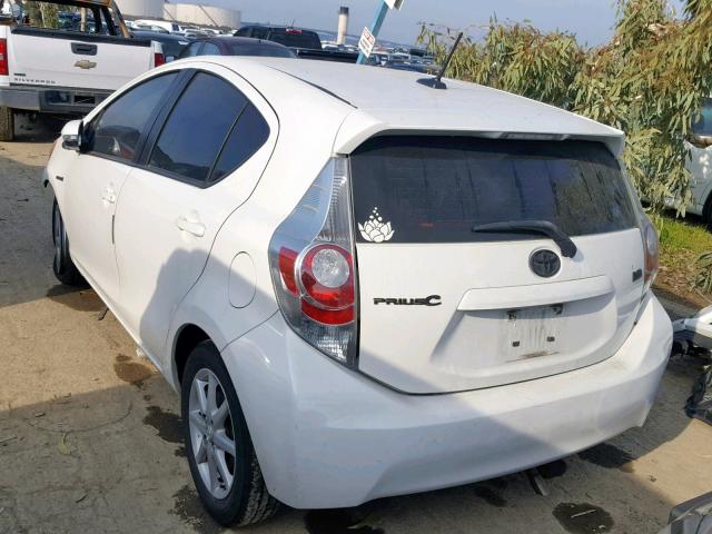 JTDKDTB31C1016342 - 2012 TOYOTA PRIUS C WHITE photo 3