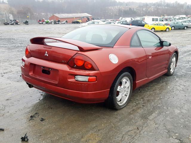 4A3AC84H22E100579 - 2002 MITSUBISHI ECLIPSE GT RED photo 4