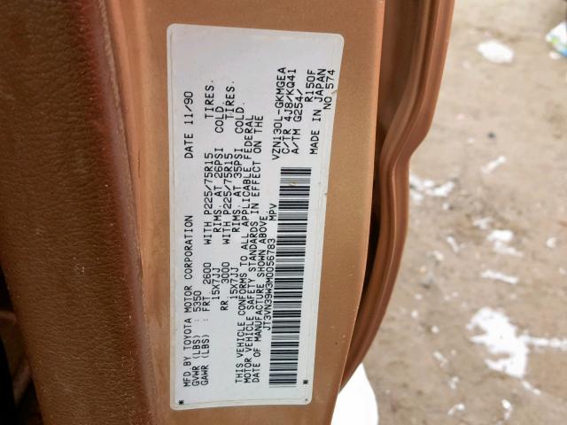 JT3VN39W3M0056783 - 1991 TOYOTA 4RUNNER VN BROWN photo 10