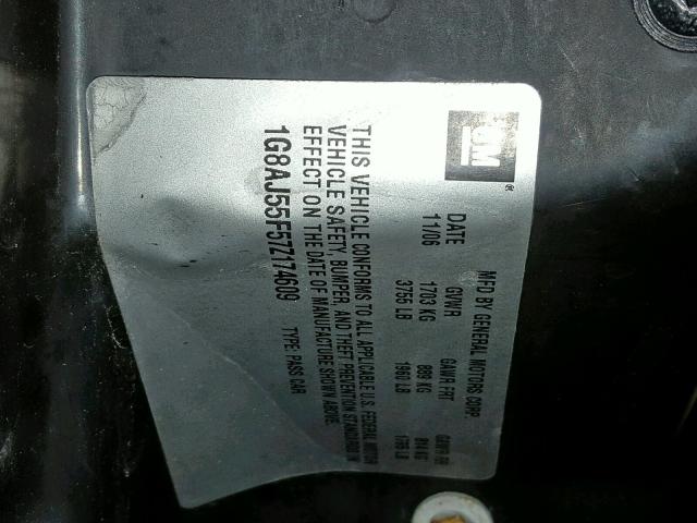 1G8AJ55F57Z174609 - 2007 SATURN ION LEVEL RED photo 10