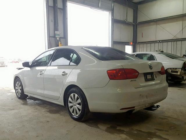 3VW2K7AJ3EM301446 - 2014 VOLKSWAGEN JETTA BASE WHITE photo 3