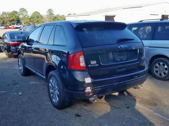 2FMDK4JC8DBA77209 - 2013 FORD EDGE SEL BLACK photo 3