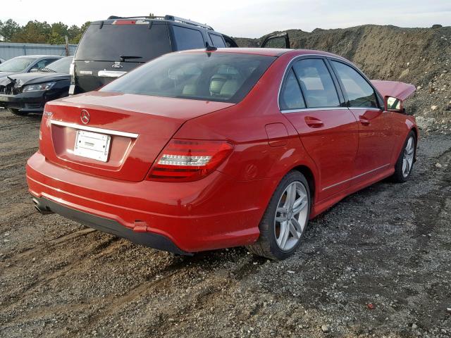 WDDGF4HB0DA785720 - 2013 MERCEDES-BENZ C 250 RED photo 4