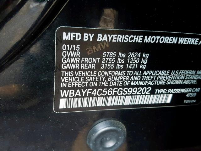 WBAYF4C56FGS99202 - 2015 BMW 740 LXI BLACK photo 10