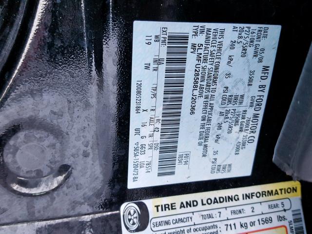 5LMFU28588LJ20366 - 2008 LINCOLN NAVIGATOR 黑色 照片 10