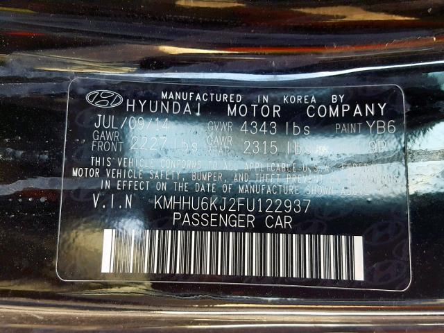 KMHHU6KJ2FU122937 - 2015 HYUNDAI GENESIS CO BLACK photo 10