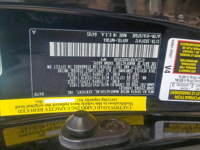 4T3ZA3BB1AU029508 - 2010 TOYOTA VENZA BASE BLACK photo 10