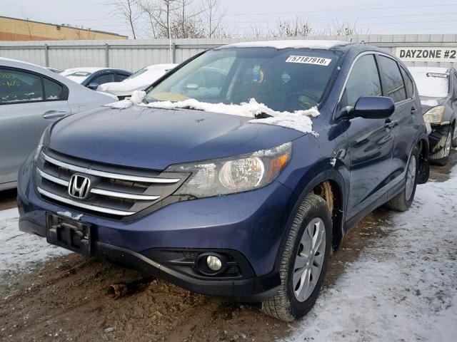 2HKRM4H75CH114684 - 2012 HONDA CR-V EXL BLUE photo 2