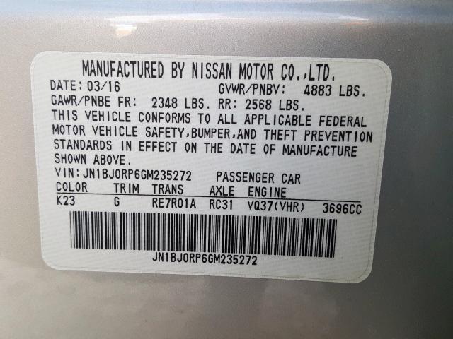 JN1BJ0RP6GM235272 - 2016 INFINITI QX50  photo 10