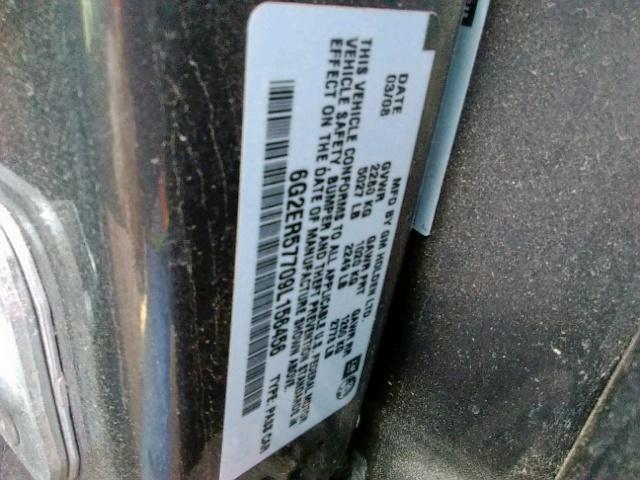 6G2ER57709L156456 - 2009 PONTIAC G8 CHARCOAL photo 10