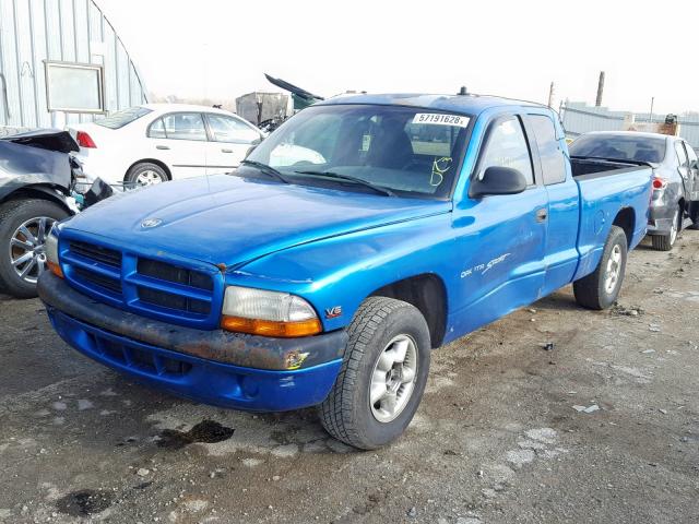 1B7GL22XXWS589115 - 1998 DODGE DAKOTA BLUE photo 2