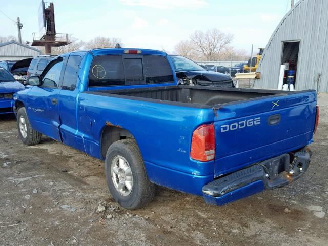 1B7GL22XXWS589115 - 1998 DODGE DAKOTA BLUE photo 3