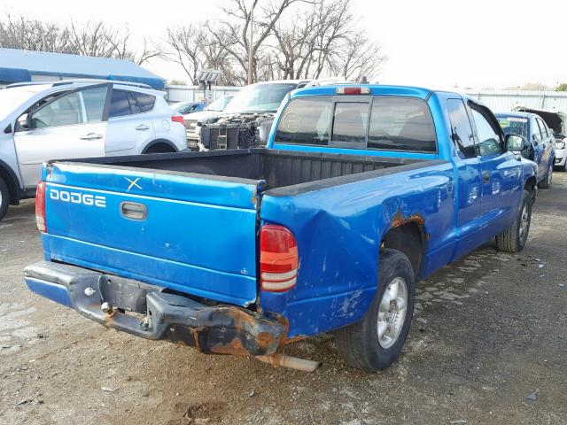 1B7GL22XXWS589115 - 1998 DODGE DAKOTA BLUE photo 4