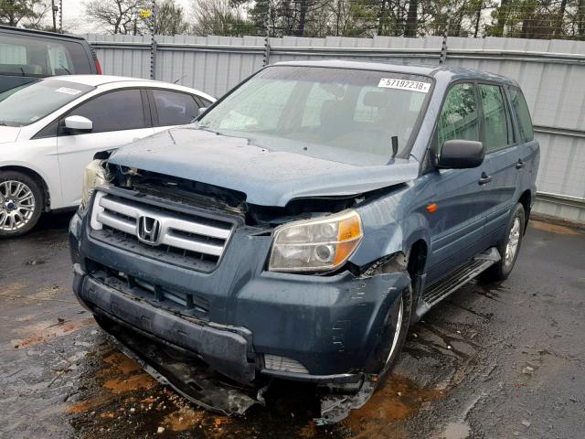 5FNYF28186B014491 - 2006 HONDA PILOT LX BLUE photo 2