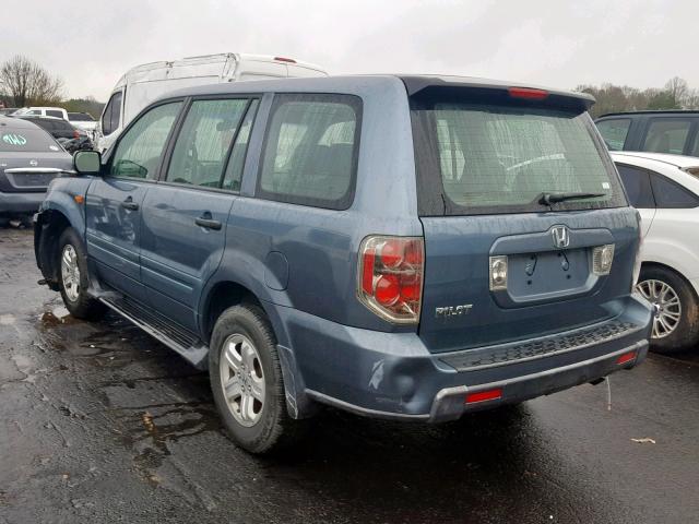 5FNYF28186B014491 - 2006 HONDA PILOT LX BLUE photo 3