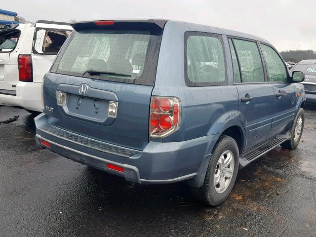 5FNYF28186B014491 - 2006 HONDA PILOT LX BLUE photo 4