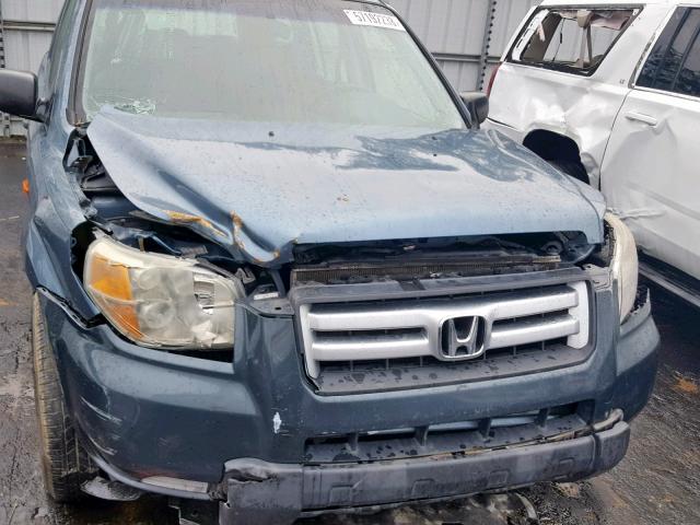 5FNYF28186B014491 - 2006 HONDA PILOT LX BLUE photo 9