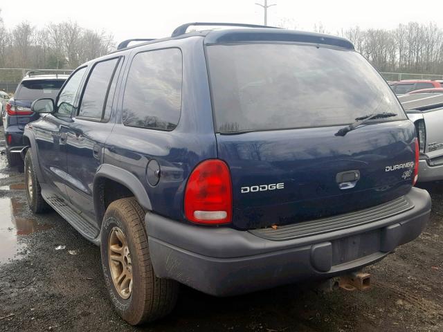 1D4HS38N03F510500 - 2003 DODGE DURANGO SP BLUE photo 3