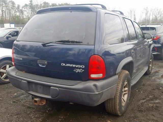 1D4HS38N03F510500 - 2003 DODGE DURANGO SP BLUE photo 4