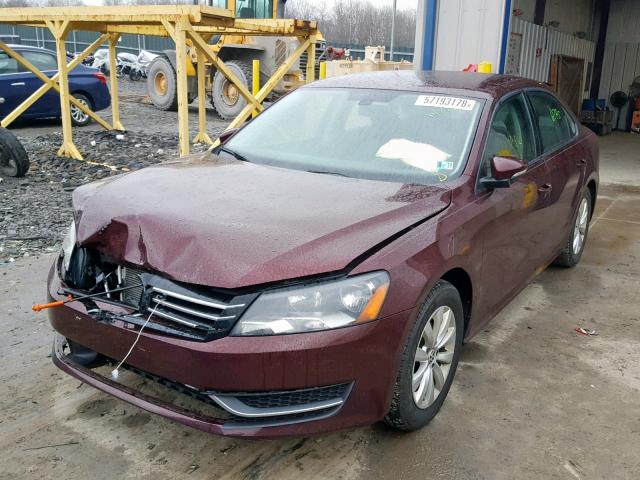 1VWAH7A33CC027661 - 2012 VOLKSWAGEN PASSAT S MAROON photo 2