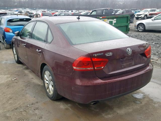 1VWAH7A33CC027661 - 2012 VOLKSWAGEN PASSAT S MAROON photo 3