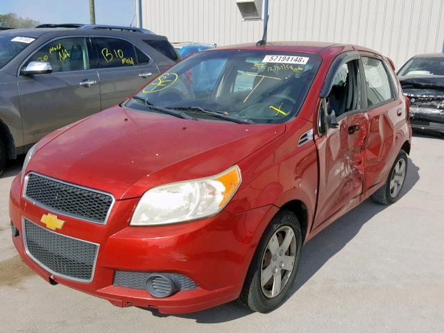 KL1TD66E29B606190 - 2009 CHEVROLET AVEO LS RED photo 2