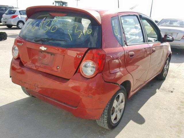 KL1TD66E29B606190 - 2009 CHEVROLET AVEO LS RED photo 4