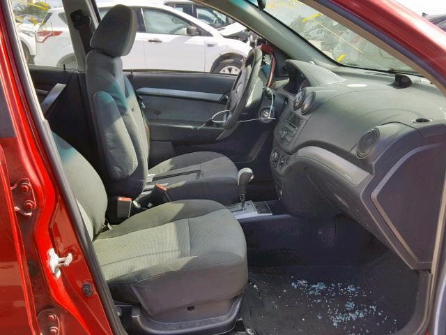 KL1TD66E29B606190 - 2009 CHEVROLET AVEO LS RED photo 5
