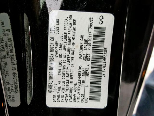 JN1EV7EL6HM551205 - 2017 INFINITI Q60 PREMIU BLACK photo 10